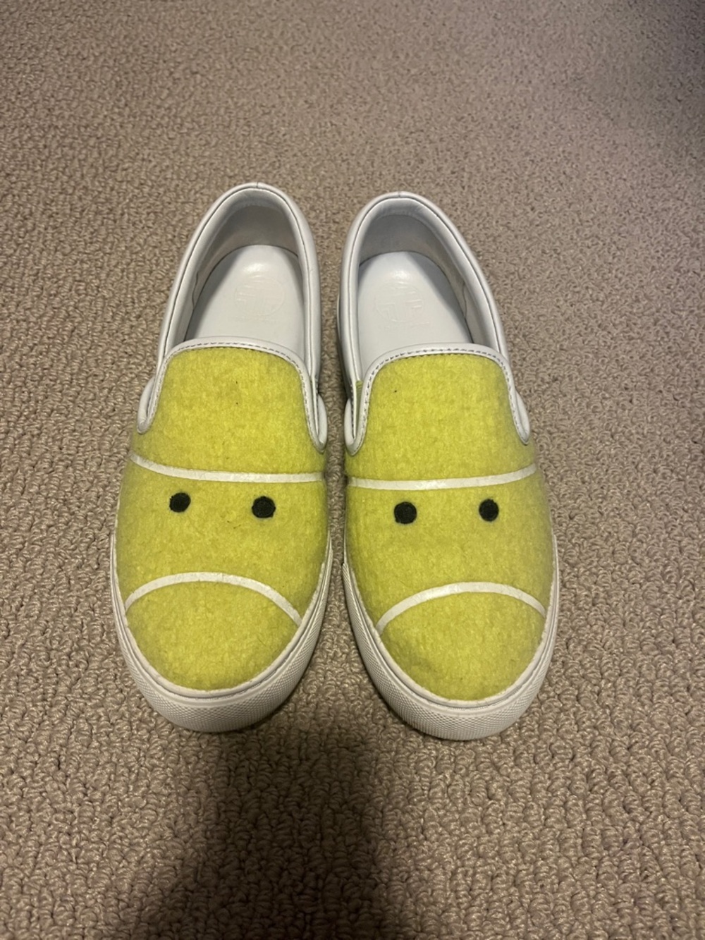 Tori Burch Sport Slip-On Sneakers in Yellow Felt - Tennis ball shoes